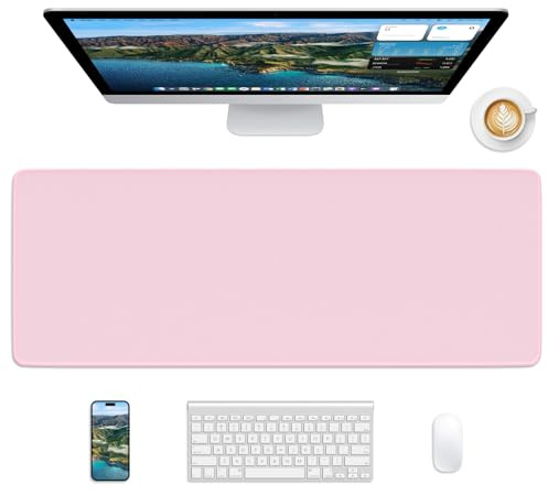 Velluxion Mouse Pad 31.5x11.8in Large Desk Mat Non-Slip for Office | Stitched edges prevent fraying, rubber non-slip base keeps pad stable, large mousepad for home, work and gaming, Pink