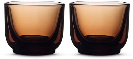 Fellow Espresso Cups Set of 2, Amber Glass, 100ml, for Latte Art, Amber | Pirch Coffee Glasses, Weighted Soda Lime, Curved Interior, Dishwasher & Microwave Safe, Espresso Shot Glass