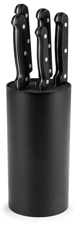 GOURMETmaxx Messerblock 6-tlg. | Edelstahl-Küchenmesser inkl. Koch-, Brot-, Santoku-, Tranchier- & Schälmesser | ergonomische Griffe, flexibler Borsteneinsatz | rutschfest, stabil, leicht zu reinigen
