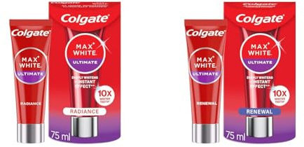 Colgate Max White Ultimate Radiance & Renewal Whitening Toothpaste 75ml - 10X Whiter Teeth* - Instant Teeth Whitening Toothpaste^ - Helps Prevent Future Stains - Enamel Safe for Daily Use