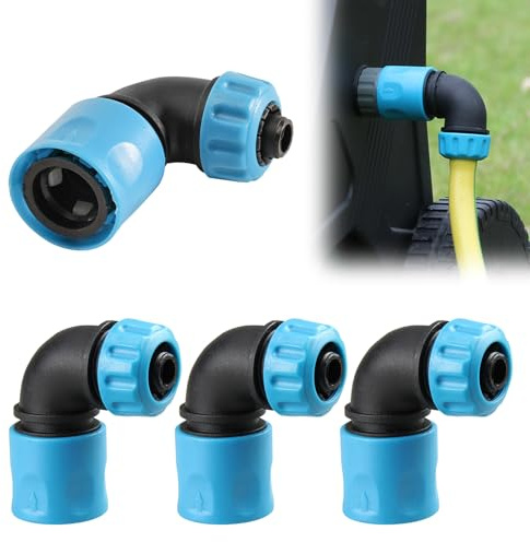 4 Stück 1/2'' Gartenschlauch Schnellkupplung Winkeladapter,90° 1/2 Zoll Gartenschlauch Adapter,90 Grad Schlauchkrümmer,Anschlüsse Schnellverbinder,Wasserschlauch Verbinderadapter für Gartenbewässerung