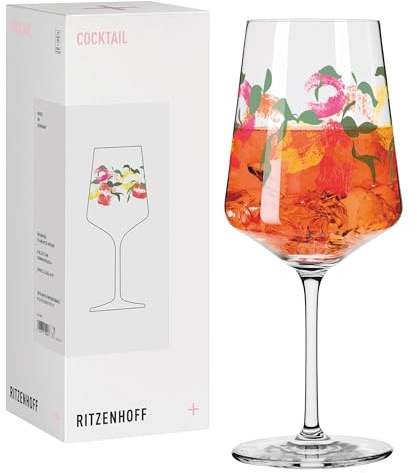 RITZENHOFF 2841023 Cocktailglas 500 ml - Serie Sommerrausch - Motiv Kussmund gelb, pink, rot, grün - Made in Germany