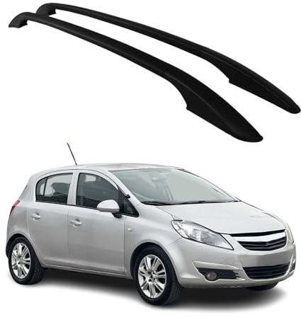OMAC Dachreling Relingträger kompatibel mit Opel Corsa D 2006-2015 S07 Aluminium Schwarz 2X