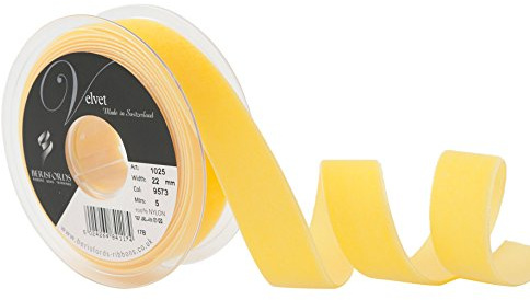 Berisfords Velvet Ribbon Yellow 30mm x 10m - Nylon Craft Ribbon for Sewing, Gift Wrapping and Hair Accessories