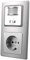 DELPHI Bewegungsmelder & Steckdose Silber Grau UP 230V~ Unterputz 160° Wandsensor mit Schutzkontaktsteckdose im Doppelrahmen