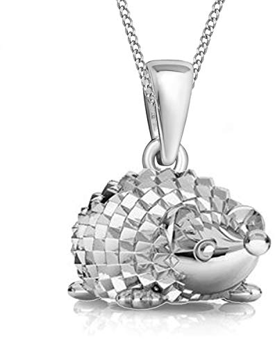 Goldene Hufeisen Mini Igel Anhänger mit Halskette aus 925 Echt Sterling-Silber Mädchen Kinder 40 cm