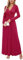 OUGES Women's Winter V Neck Long Sleeve Ladies Red Christmas Maxi Dress with Pockets(Wine,M)