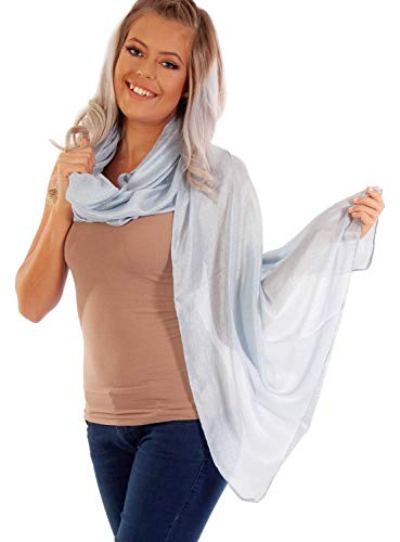 DOLCE ABBRACCIO by RiemTEX ® Schal Damen PRIMA DONNA Stola Tuch aus Wildseide in bläulichem Grau Tücher in 31 Unifarben Halstücher Seidentuch Schals Damen Halstuch Seidenschal (Blaugrau)