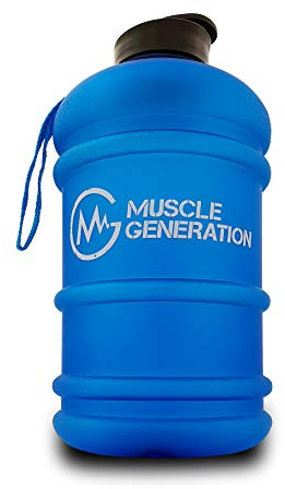 Musclegeneration Botella grande de agua de 2,2 l, bidón de agua XXL, para entrenamiento, deportes, gimnasio y fitness, culturismo, artes marciales (azul mate)
