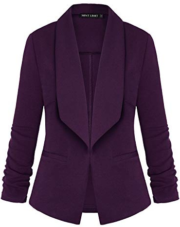 MINTLIMIT Womens Casual 3/4 Sleeve Open Front Blazer Pockets Work Suit Office Jacket