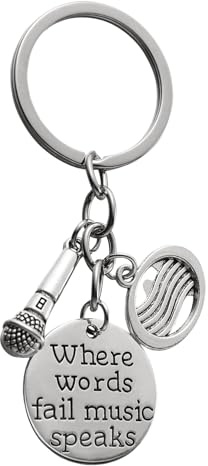 Music Keychain Retro Microphone keychian Retro Keyring Bag Backpacks Hanging Pendant for Handbag Purse Phone Party Favors