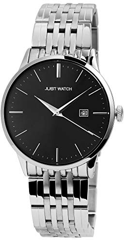 Just Watch Herren-Uhr Edelstahl Gliederarmband Datum JW149 Analog Quarz JW20095 (silberfarbig/schwarz)