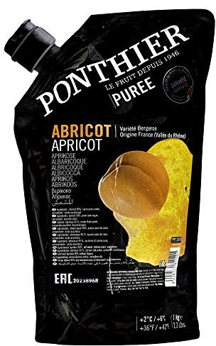 Food-United APRIKOSEN PÜREE Marillen-Frucht-Püree von Ponthier 1KG für Smoothie-Bowl-Sorbet-Quark-Gelée-Müsli-Topping erlesene Früchte höchster Qualität