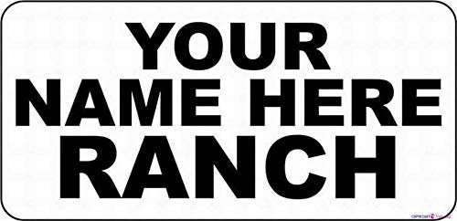 Plaque de rue en métal personnalisable avec inscription « Your Name Here Ranch » - Décoration murale - Panneau d'avertissement de sécurité pour intérieur et extérieur - 20,3 x 30,5 cm