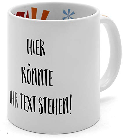 printplanet® - Geburtstagstasse mit eigenem Text Bedrucken Lassen - Kaffeebecher mit Wunschtext oder Spruch Personalisieren