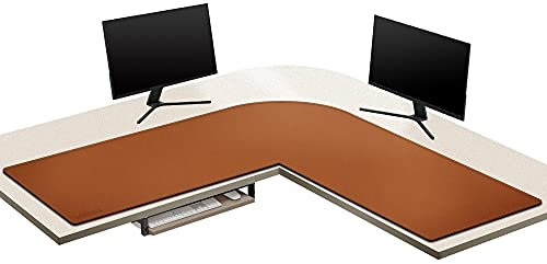 ZORESYN L-förmiger Schreibmatte, Eckschreibtisch PU Leder Office Mauspad, Workstation Gaming-Mauspad, 140 cm (L) x137 cm (L) x 40 cm (B), Dick - 0.2CM (Braun)