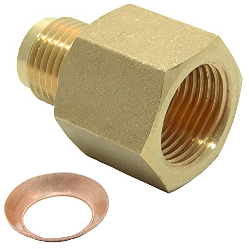 Reduziernippel/Verbinder Messing M3/8 auf F1/2 inkl. Dichtring f. Klimaanlage Kupferleitung