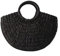 FJZFXKZL Strandtasche Stroh, Frauen Handtasche Rattan Wicker Stroh gewebt Halbrunde Tasche Große Kapazität Weibliche Freizeit Reise Strand Tasche Mode Kupplung Taschen (Color : Black)