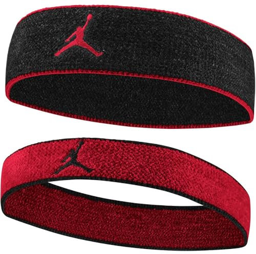 Nike Jordan Headband Chenill 2er Set in der Farbe Black/Gym red/Gym red, Maße: ONE Size, J.100.4301.053.OS