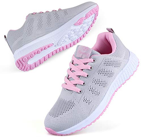 Youecci Scarpe da Corsa da Donna Scarpe da Ginnastica Leggero Indoor Outdoor Multisport Scarpe Traspirante Casual Sportive Fitness Jogging Running Sneakers Rosa 37 EU