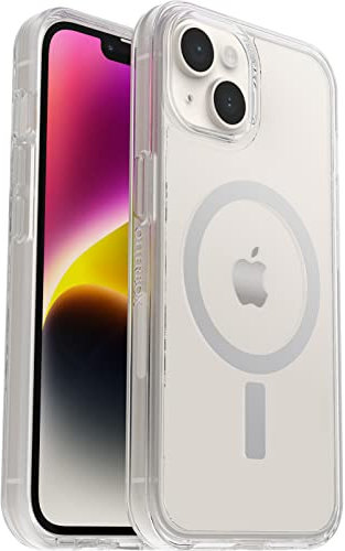 OtterBox Symmetry+ Clear Case for iPhone 14/iPhone 13 for MagSafe, Shockproof, Drop proof, Protective Thin Case, 3x Tested to Military Standard, Antimicrobial Protection, Clear
