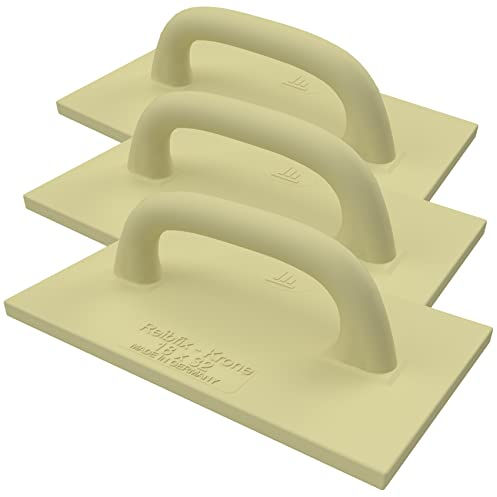 Kronen Hansa 3 x Reibfix-Krone PU-Reibebrett für Maurer und Fliesenleger (Kunststoffreibebrett zum Glätten, Reiben und Ausgleichen von Putzen, lange Lebensdauer, Stärke 15 mm, 320 x 180 mm)