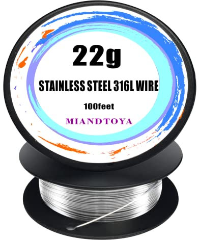 Acero inoxidable 316L – 300 m – Alambre de calibre 22 300 m – Herramienta de bricolaje suave para bricolaje, resistencia de metal, redonda, fina, hecha a mano para manualidades, bailing, modelado