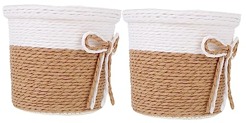 2 Pièces Panier De Fleurs Panier De Plantes en Corde De Coton Tissé Panier De Pot De Fleurs Tissé Panier en Paille Tressée Cache-Pot en Rotin Cactus Corde De Papier Panier à Linge