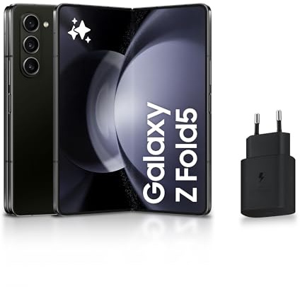 Samsung Galaxy Z Fold5 Smartphone Android 5G avec Galaxy AI, 256 Go, Chargeur Secteur Rapide 25W Inclus [Exclusivité Amazon], Smartphone déverrouillé, Noir, Version FR