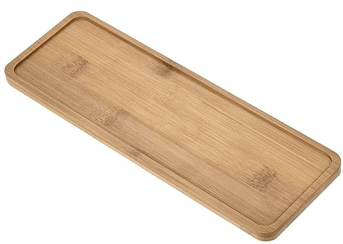 M METERXITY 2 Pack Pflanzgefäß Untertassen - Bambus Rechteckiger Blumentopf Tropf Tabletts Anwenden Außenbereich/Garten (28x9.5cm)