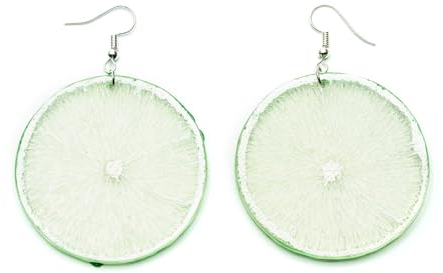 Miniblings Limettenscheibe Ohrringe Hänger Limette Frucht Sommer Barkeeper XL - Handmade Modeschmuck I Ohrhänger Ohrschmuck versilbert
