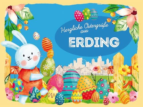 mrdeco Metall Schild 30x40cm gewölbt Ostern Ostergrüße ERDING Blechschild