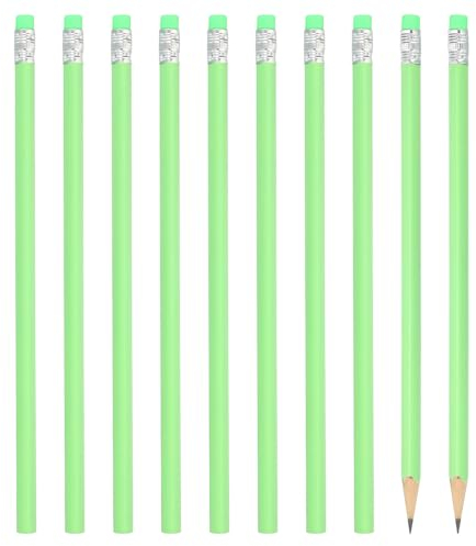 PATIKIL Runde Bleistifte, 24er Pack HB Graphit-Bleistifte mit Radiergummi, Holz-Bleistifte, niedliche Stifte für Klassenzimmer, Lehrerbedarf, grün