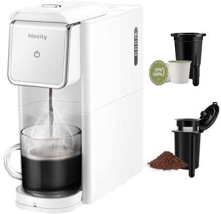 Mecity - Cafetera pequeña cafetera compatible con cápsula K-CP, café molido, té suelto, diseño compacto para uso doméstico, RV, departamento, apagado automático, 120 V, 1000 W, color blanco