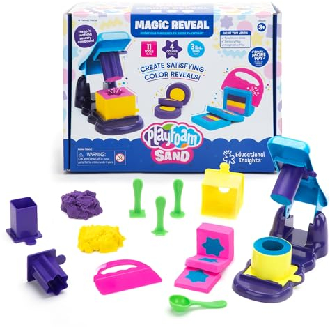 Learning Resources Playfoam Magisches Sandeln, Sensorikspielzeug für Kinder ab 3 Jahren, über 1,3kg Spielsand, 4 Farben, 11 Werkzeuge, trocknet nie aus, Designs erstellen, schneiden und zeigen