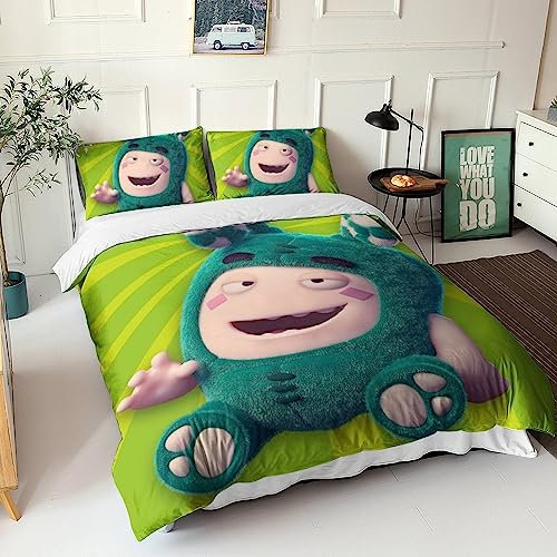 BYTUGI Bettwäsche Bettbezug-Set Oddbods 3D Animation Serie Print Mit Reißverschluss,Oddbods Motiv Bettbezüge Set Microfaser Double（200x200cm）