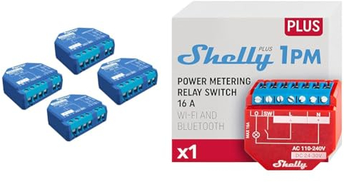 Shelly Plus 1 Wlan & Bluetooth Smart Relais Schalter & Plus 1PM WLAN & Bluetooth Relais Schalter mit Strommessung| Smart Home Hausautomation| Funktioniert mit Alexa & Google Home| iOS- & Android-App