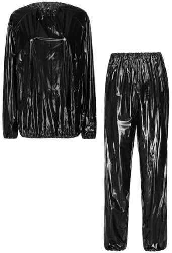Abbdbd Combinaison de Sauna en PVC, Manches Longues, Manchettes élastiques et Pantalons, Combinaison d'entraînement pour Perte de Poids, pour Hommes et Femmes