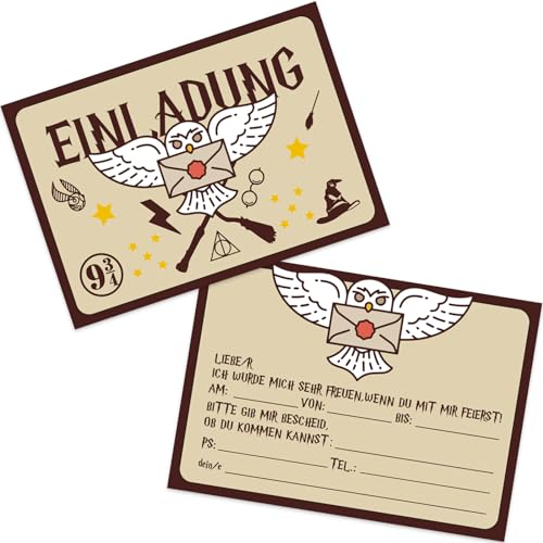Tixlux 12 Einladungskarten zum Kindergeburtstag, 15 x 10 cm Magier Einladungskarten, Geburtstagseinladungen für Jungen und Mädchen, Geburtstagseinladungen Kinder Geburtstagsfeier Kinderparty