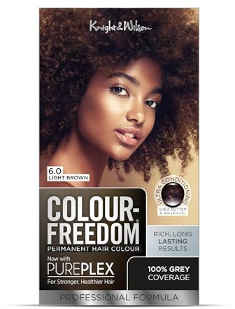 Colour Freedom Light Brown Permanent Hair Colour. Formulated with PurePlex to Protect, Restore and Nourish. 100% Grey Coverage. 6.0 Light Brown by Knight & Wilson