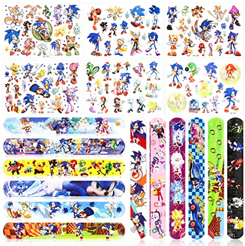 Kindergeburtstag Party Mitgebsel - 12 PCS Slap Armbänder + 6 PCS Tattoo, Snap Armband, Schnapparmbänder - Gastgeschenke für Kinder