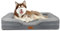 Nobleza Orthopädisches Hundebett Grosse Hunde,135x107x17cm, Memory Foam Hundekorb Mittelgroße Hunde, Waschbar Hundesofa Wasserdicht rutschfest, Hundecouch mit Hohem Rand, kleine Hundematratze, Grau