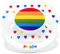 LittleForBig Großer Saugerschild Bedruckter Schnuller der Generation II in Erwachsenengröße Regenbogen Pride Muster Weiß