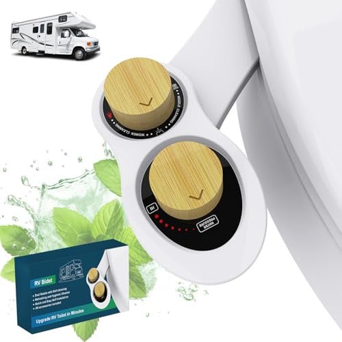 Attacco per sedile bidet camper con doppi ugelli, pulizia multi-modalità, non elettrico, pressione dell'acqua regolabile | Aggiorna il WC del camper in pochi minuti (confezione colorata)