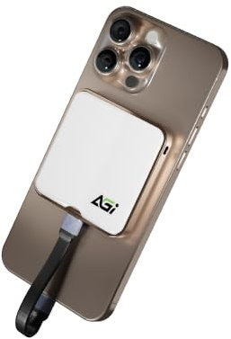 AGI EDM38 1TB Magnetisches Tragbares Externes SSD, USB 3.2 Gen2x2 mit 20 Gbps Geschwindigkeit, Lesegeschwindigkeit von bis zu 2050 MB/s, kompatibel mit Laptop, Notebook, PC, iPhone 15 Serie - Weiß