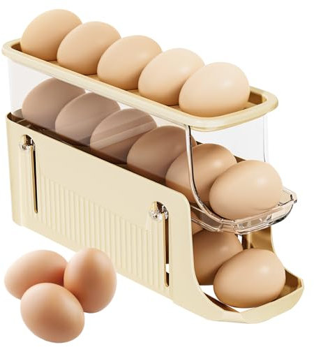 NZZVNZ Distributeur Automatique D'oeufs à 3 Niveaux, Rangement Oeufs Cuisine pour 17 Œufs, Porte Œufs Distributeur d'œufs pour Réfrigérateur, Cuisine, Armoires