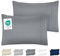 DREAMZIE Kissenbezug 60x60 Anthrazit 2er Set Premium Mikrofaser mit Stickmuster Oeko-TEX Zertifiziert - Kopfkissenbezug 60x60 Weich