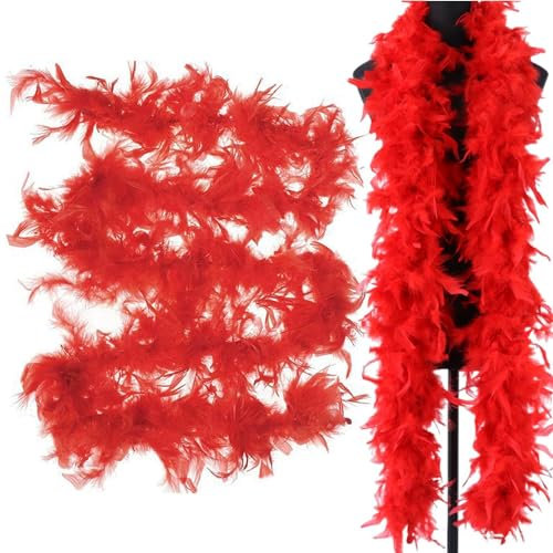 Aizuoni Federboa, 200cm Federboa Weihnachtsgirlande, Weiße / Rot Federboas Für Kleid, Christbaumschmuck Weihnachtsschmuck Weiß Mädchen Verkleiden Sich, Dekoration, Tanz, Kostüm, Hochzeit, Partyzubehör