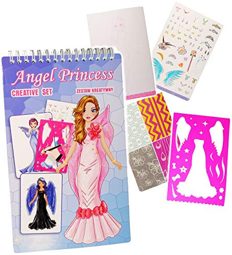 alles-meine.de GmbH Malbuch/Malset - Mode & Fashion Modell - Engel - mit Schablonen + Vorlagen + Sticker/Aufkleber + Motiv Papierbögen - Malvorlagen zum Ausmalen Malspaß - fü..