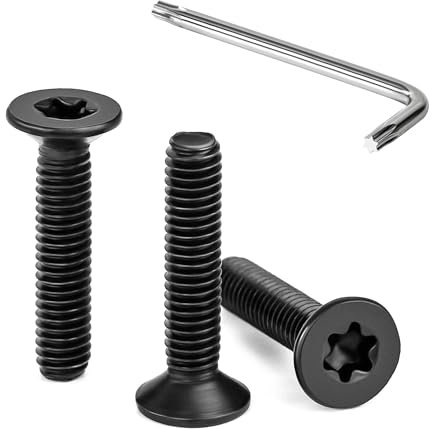 Tunejoy Viti a Testa Svasata M4 x 20 mm Vite Torx Nero Bullone a Macchina in Acciaio Inox A2 V2A Viti a Testa Piatta con Chiavi a T20 Filettatura Completa 30 pezzi